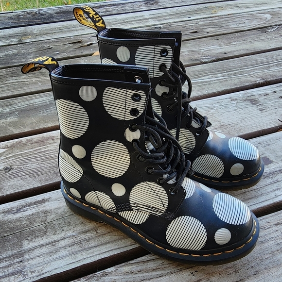 Dr. Martens Black and White Polka Dot Boots - Picture 7 of 10